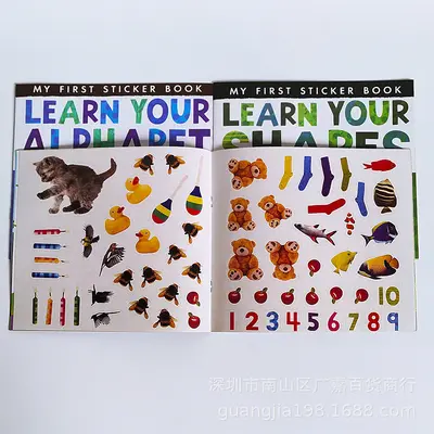 贴纸书儿童益智英文专注力亲子益智游戏互动贴纸认知场景贴画本