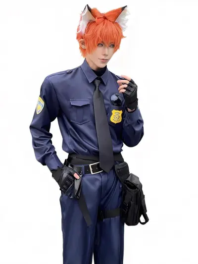 Zootopia Nick Fox Cosplay Costume Police Uniform Set