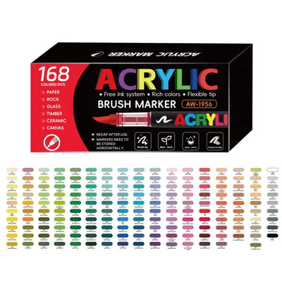 366-Color Acrylic Marker Set Student Drawing Graffiti Pen Stackable Art Supplies Soft Tip Markers