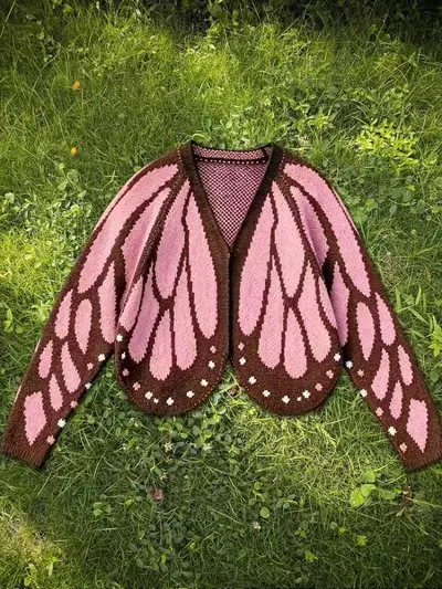 Strickjacke mit Fledermausärmeln, Colorblock - 10