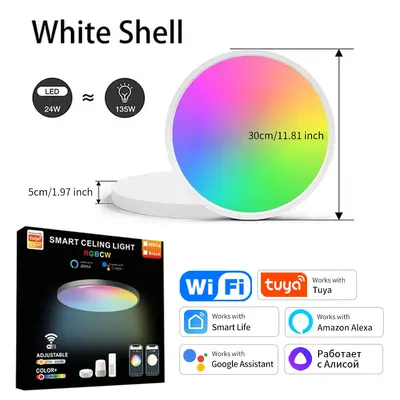 Tuya WiFi Smart Ceiling Light, RGBCW, Dimmable, Alexa and Google Compatible - 7