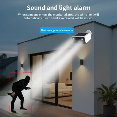 Solar surveillance camera, full-color night vision, wide-angle