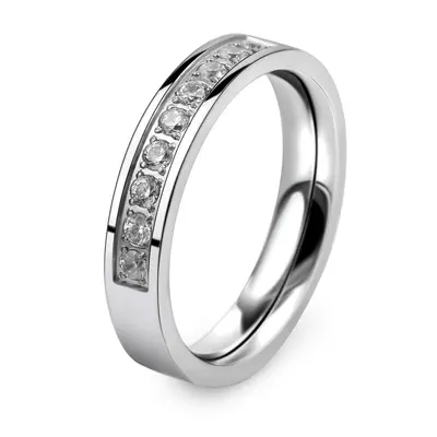 4mm zircon stainless steel ring, minimalist style