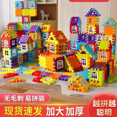 Büyük Ev Yapı Blokları, Kalın Eğitici Çocuk Oyuncağı, 3D DIY Oyun Evi