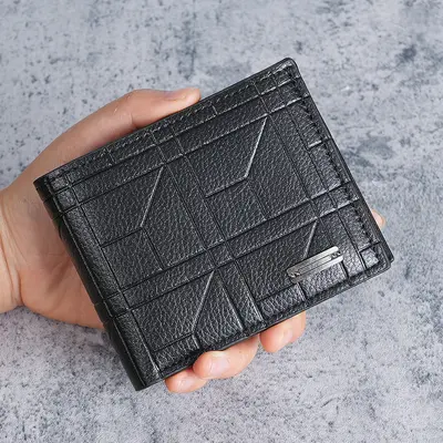 Men's Short Wallet, Plaid Soft Leather with Multiple Card Slots - 7