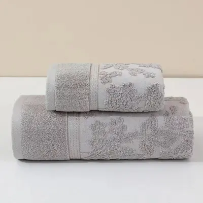 Pure Cotton Jacquard Bath Towel Set, 50×90/70×140 cm