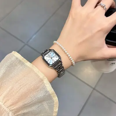 Quadratische Damen-Quarzuhr im Vintage-Stil - 9