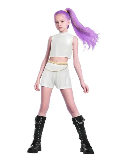 K-POP Avcı Kız Grubu cos kostümü, anime siyah altın sahne kıyafeti