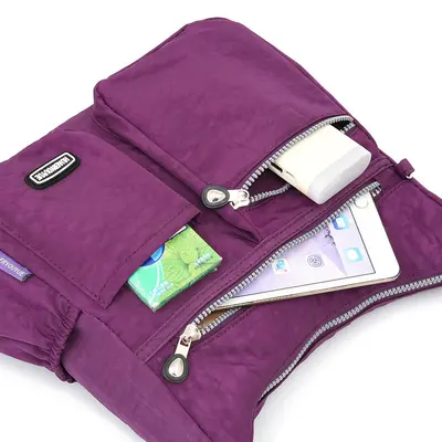 Women's Waterproof Nylon Crossbody Shoulder Bag Floral Pattern - 5