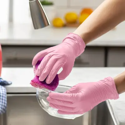 Pembe tek kullanımlık nitril eldiven, 100/50/20 adet, kalın