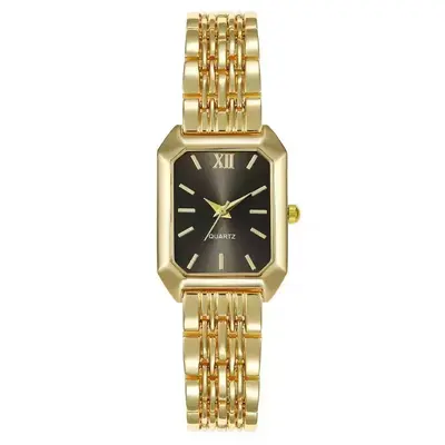 Women's square quartz watch, steel strap, minimalist design - 9