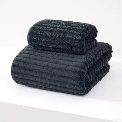 Sugar velvet towel, extra-thickened coconut milk striped coral velvet bath towel, skin-friendly, absorbent, quick-drying adult beach towel - 12