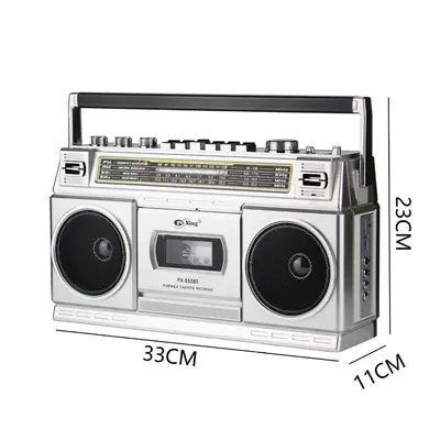 Bluetooth-Kassettenrecorder mit UKW-Radio, Doppellautsprecher, Tischgerät