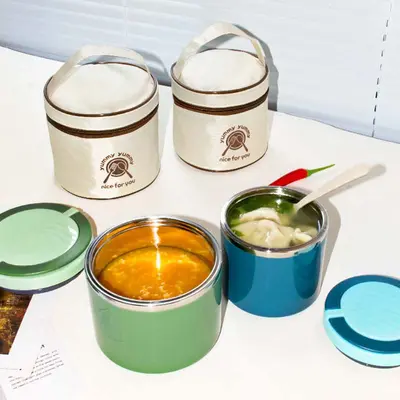 Isolierte Lunchbox aus lebensmittelgerechtem Edelstahl, große Kapazität Lunchbox für Schüler und Büromitarbeiter, mehrschichtige tragbare isolierte Behälter