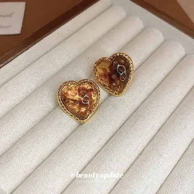 Maillard High-End Silbernadel geometrische asymmetrische Harz Herz Ohrringe für Frauen elegante erschwingliche Luxus Ohrringe Mode Ohrringe - 3