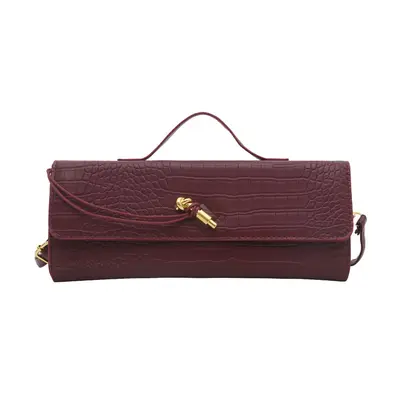 Large-Capacity Crocodile-Pattern Evening Clutch Women's Crossbody Baguette Bag with Lock - 8