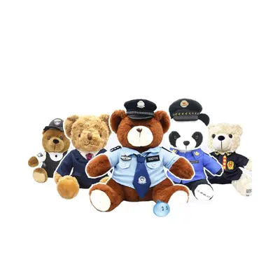 Peluş Oyuncak Özel İmalat Figürler Polis Ayı Bebek Baskılı Kurumsal IP Maskot Resimlere ve Numunelere Göre Üretim