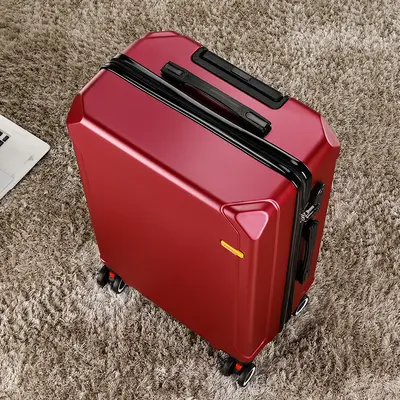 Men's Leather Business Suitcase, Zipper, Combination Lock, Wheeled - 9