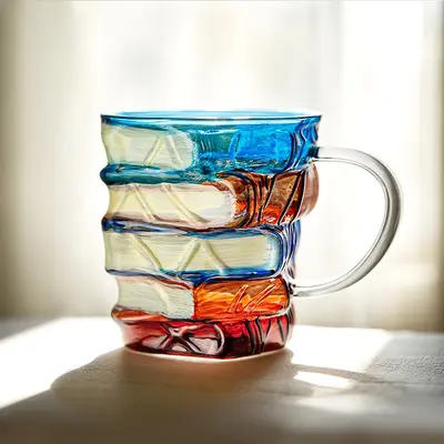 Sınır Ötesi Çok Satan Painted Book Mug Kahve Fincanı Yüksek Borosilikat El Yapımı Boyalı Yenilikçi Kitap Kupa Bardak Mug