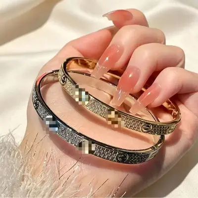 Wide round three-row crystal bracelet, metal snap clasp