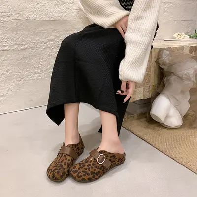 Women's Retro Mary Jane Flat Leopard Print Shoes