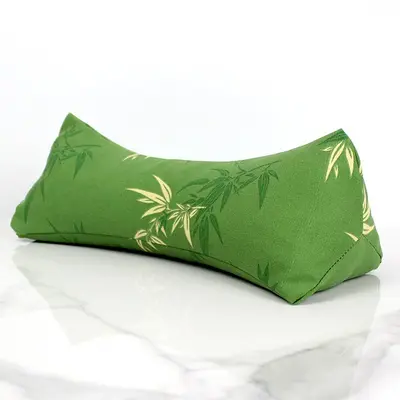 艾草颈椎枕竹叶锦缎三角颈椎枕礼品艾草枕头礼盒多功能护颈艾灸枕 - 8