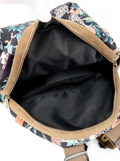 Women's Canvas Backpack, Large Capacity, Printed, Travel - 6