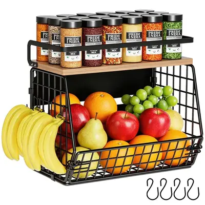 Wall-Mounted Stackable Kitchen Storage Shelf for Fruit - 7