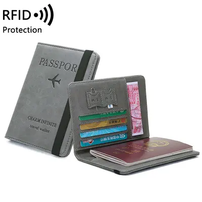 Sınır ötesi RFID hırsızlığa karşı pasaport çantası PU deri çanta basit ve şık çok fonksiyonlu belge çantası yurtdışı seyahat pasaport tutucusu