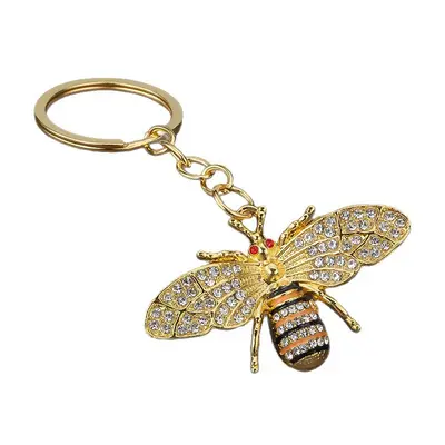 Alloy Rhinestone Bee Keychain for Bags and Car Keys
