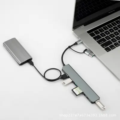 Type-C Docking Station USB Hub Multi-function 8-in-1 Expansion Dock for Tablet MacBook