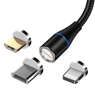 Starkes Magnetdatenkabel mit magnetischer Kraft, 7-poliger 5A-Magnetabsorptionskopf, schnelladendes Kabel für Mobiltelefone, erweitertes 3-in-1-Zugleitung und drei Ladekabel