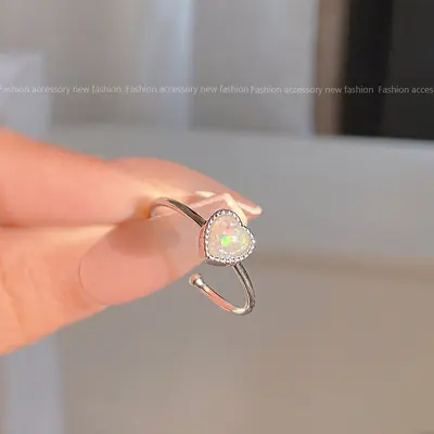 Silver zircon open adjustable ring, elegant - 11