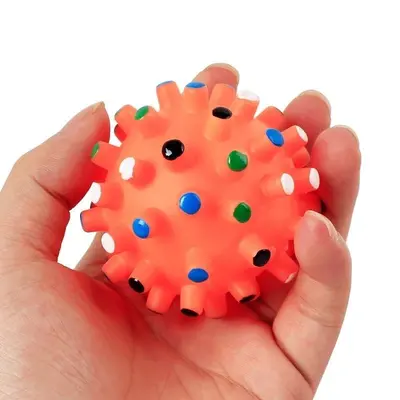 Durable Squeaky Spiky Rubber Dog Ball, Training and Dental Cleaning Toy - 5