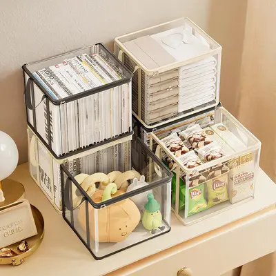 Large Capacity Transparent Book Storage Box Foldable Bookshelf Book Organizer Textbook Storage Bag Stationery Portable Book Bag