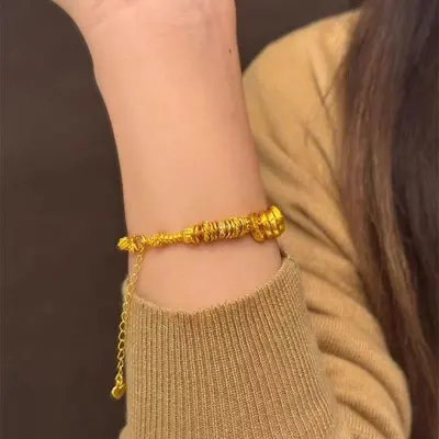 金色五帝古法葫芦盘缠手链中式复古小众女友饰品手工手串礼物国潮 - 4