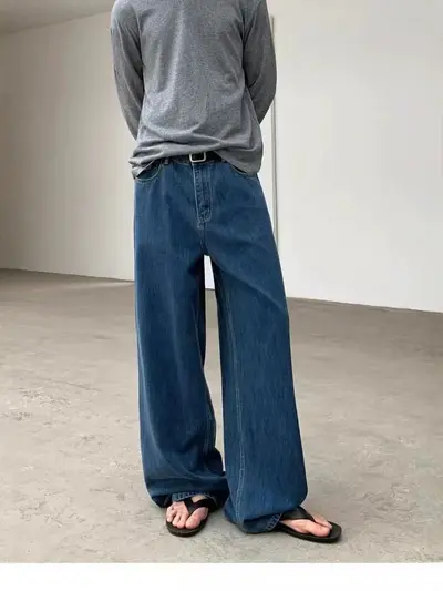 Amerikan Retro Yıkamalı baggy kot pantolon erkek kadın cheanfit rahat görünüm A form düz kesim bol paça geniş paçalı uzun pantolon
