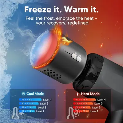 Professional Massage Gun with Hot and Cold Compress, Brushless Motor, Mini - 3