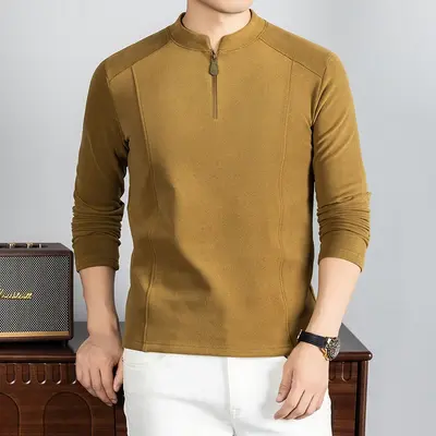 Men's Thermal Long-Sleeve Base Layer, Half Turtleneck, Zipper - 8
