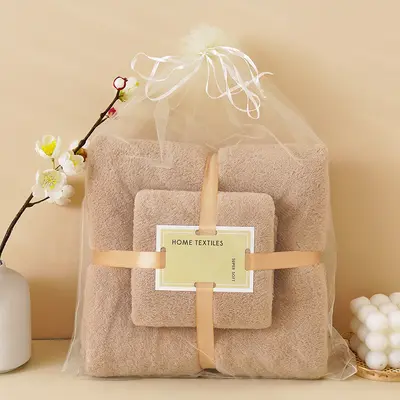 Mercan velvet towel mother-child set, more absorbent than pure cotton bath towel, two-piece set, soft and skin-friendly bath towel. - 10