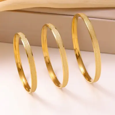 18k altın kaplama mat bilezik titanyum çelik toka antika stil - 4
