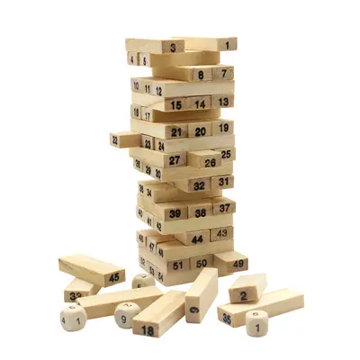 54-Piece Wooden Stacking Blocks Set, Primary Colours
