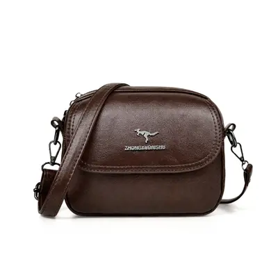 Retro Oil Wax Leather Small Square Bag, Soft Leather, Crossbody Strap - 9