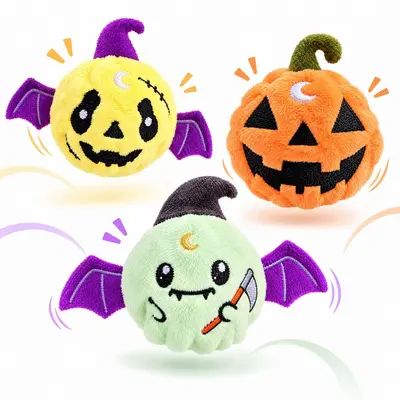 Halloween Ghost Pumpkin Decoration and Squeaky Pet Dog Toy - 5