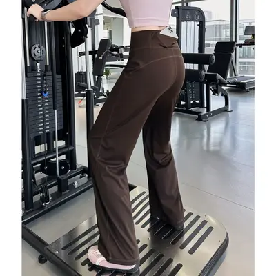 2026 Model Arka Cepli Yüksek Bel Düz Paça Yaz Yoga Taytı Kadın - 8