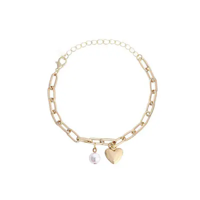 Korean Style Pearl Bracelet for Women, Titanium Steel Double Bracelet