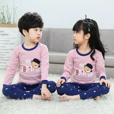 Kids' Pure Cotton Autumn Winter Pajama Set for Boys and Girls - 13