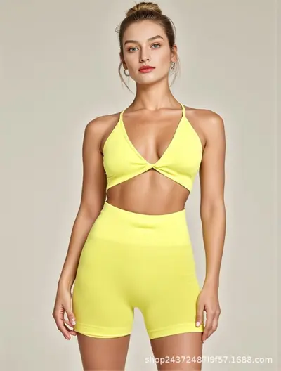 Women's Summer Yoga Set, Quick-Dry, Breathable, Sleeveless Top and Three-Quarter Pants - 7