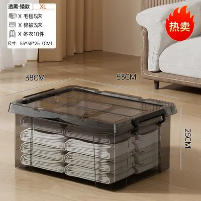 Clothing storage box with lid, clear, large capacity - 10