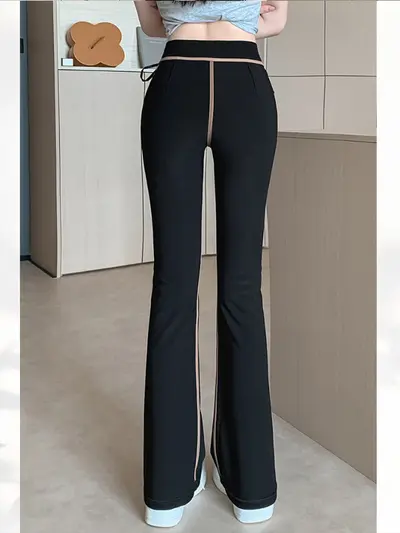 Women's Micro Flare Long Yoga Pants, Autumn Winter - 2